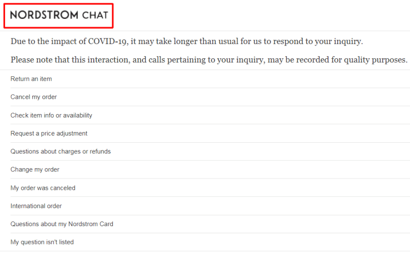 nordstrom live chat support