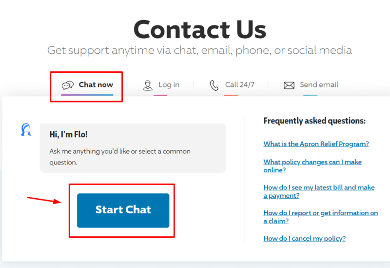 progressive live chat support