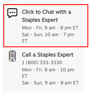 staples live chat